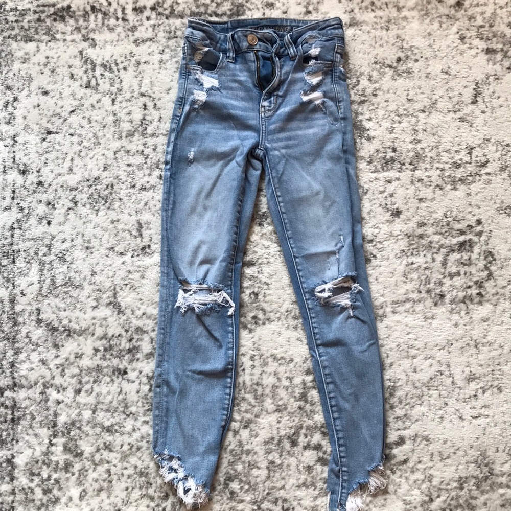 cropped ripped jeans